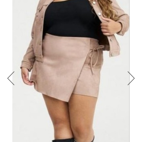 torrid Dresses & Skirts - Faux Suede Wrap Mini Skort - Blush
